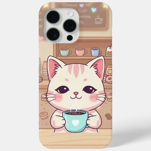 Cozy Coffee Cat - Starry Night iPhone 15 Pro Max Case-Mate iPhone Case (Back)
