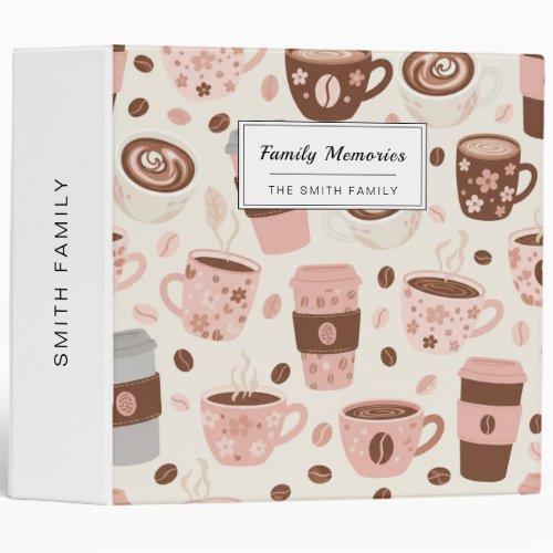 Cozy Coffee Cup Pattern (10) 3 Ring Binder