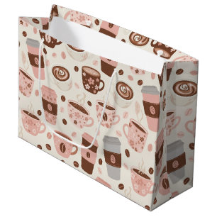 Cozy Coffee Cup Pattern (10) Large Gift Bag