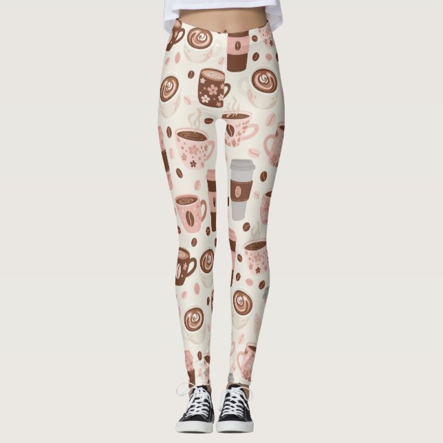 Cozy Coffee Cup Pattern (10) Leggings (Front)