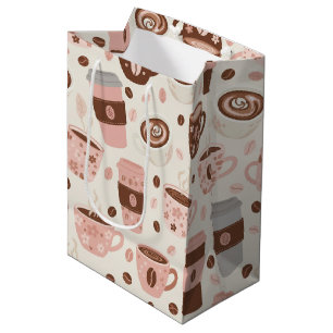 Cozy Coffee Cup Pattern (10) Medium Gift Bag