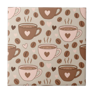 Cozy Coffee Cup Pattern (11) Ceramic Tile