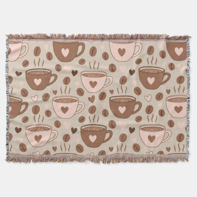 Cozy Coffee Cup Pattern (11) Throw Blanket (Front)