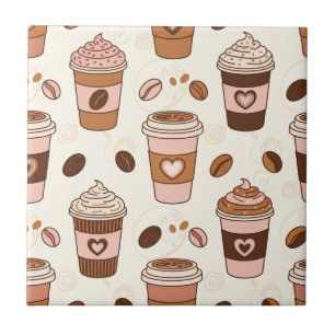 Cozy Coffee Cup Pattern (12) Ceramic Tile