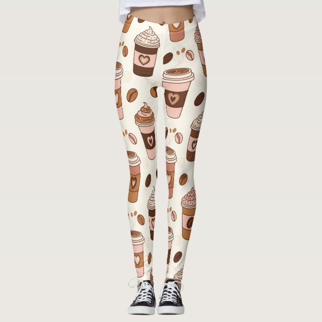 Cozy Coffee Cup Pattern (12) Leggings (Front)