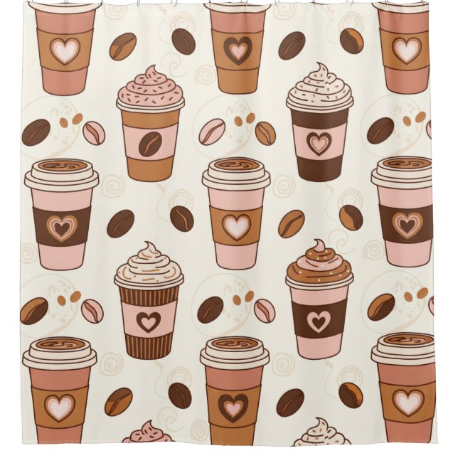 Cozy Coffee Cup Pattern (12) Shower Curtain (Front)