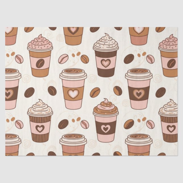 Cozy Coffee Cup Pattern (12) Tissue Paper (Front)