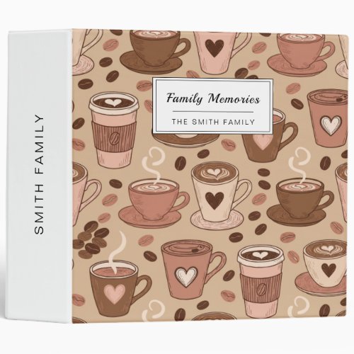Cozy Coffee Cup Pattern (1) 3 Ring Binder