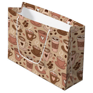 Cozy Coffee Cup Pattern (1) Large Gift Bag