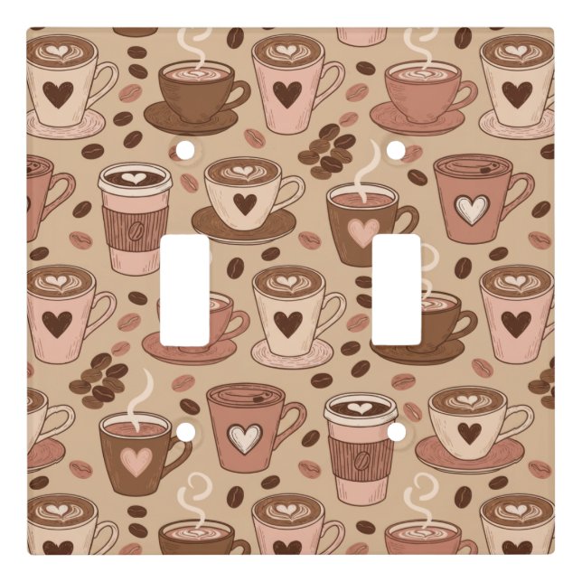 Cozy Coffee Cup Pattern (1) Light Switch Cover (Front)