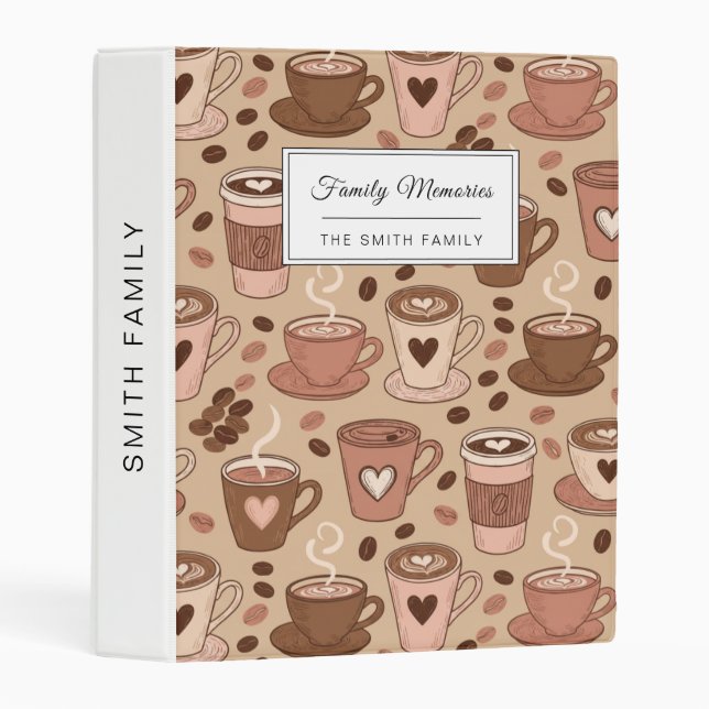 Cozy Coffee Cup Pattern (1) Mini Binder (Front/Spine)