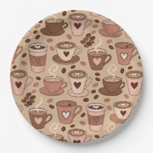 Cozy Coffee Cup Pattern (1) Paper Plates