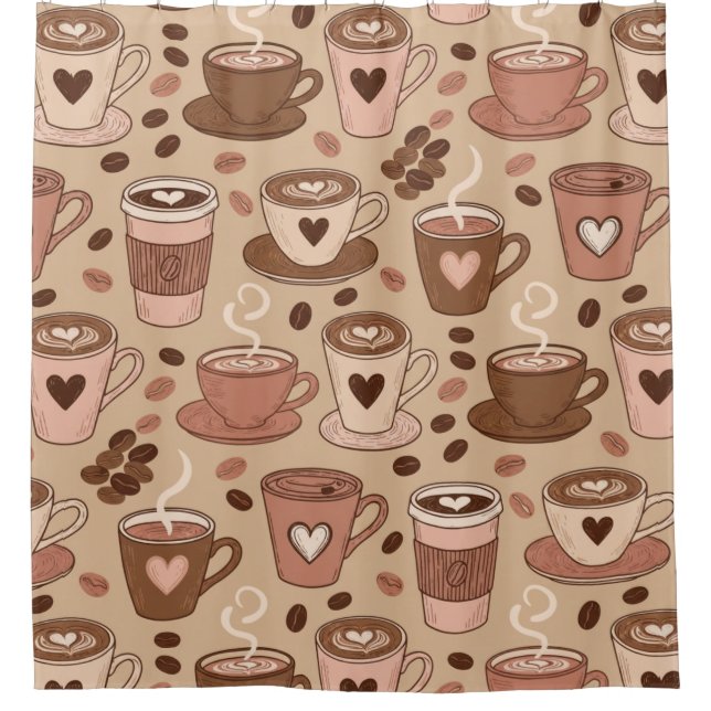 Cozy Coffee Cup Pattern (1) Shower Curtain (Front)