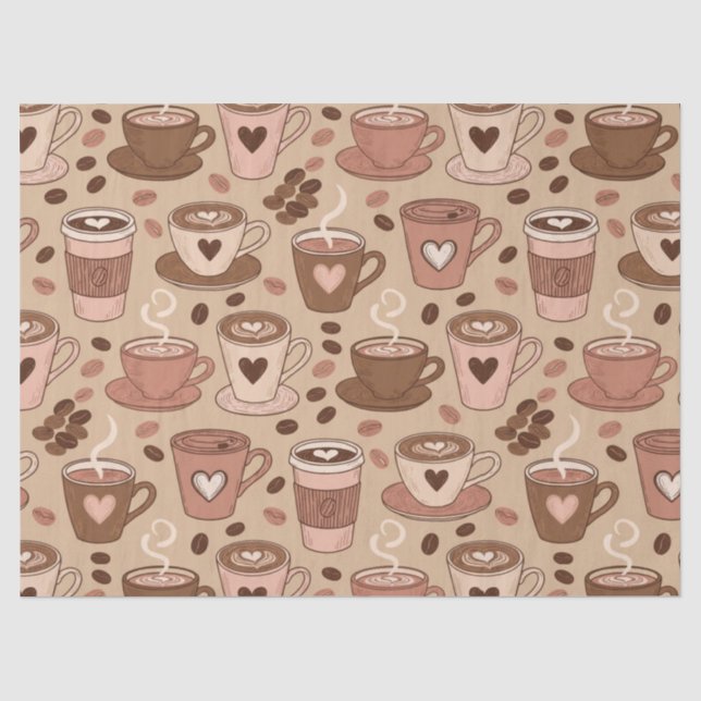 Cozy Coffee Cup Pattern (1) Tissue Paper (Front)