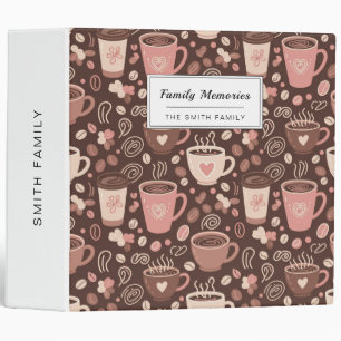 Cozy Coffee Cup Pattern (2) 3 Ring Binder
