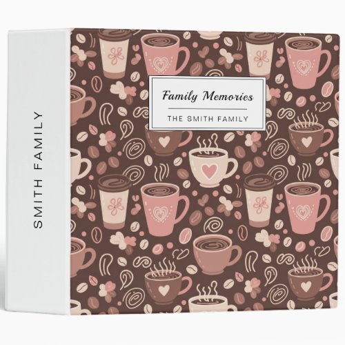 Cozy Coffee Cup Pattern (2) 3 Ring Binder