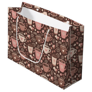 Cozy Coffee Cup Pattern (2) Large Gift Bag