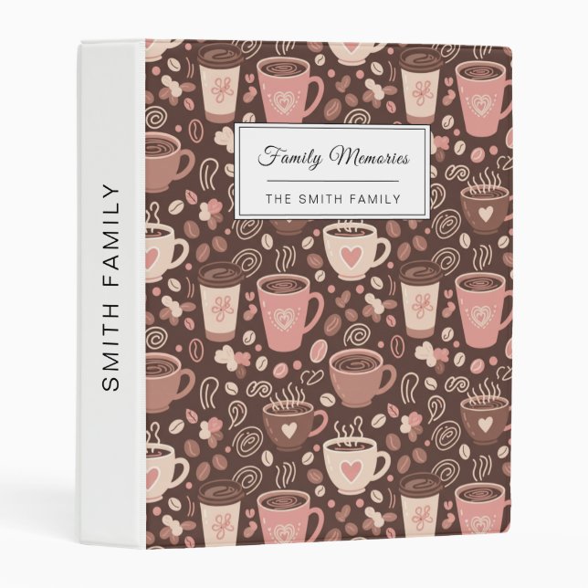 Cozy Coffee Cup Pattern (2) Mini Binder (Front/Spine)