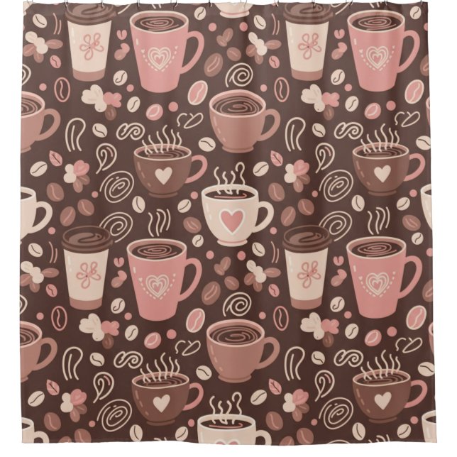 Cozy Coffee Cup Pattern (2) Shower Curtain (Front)