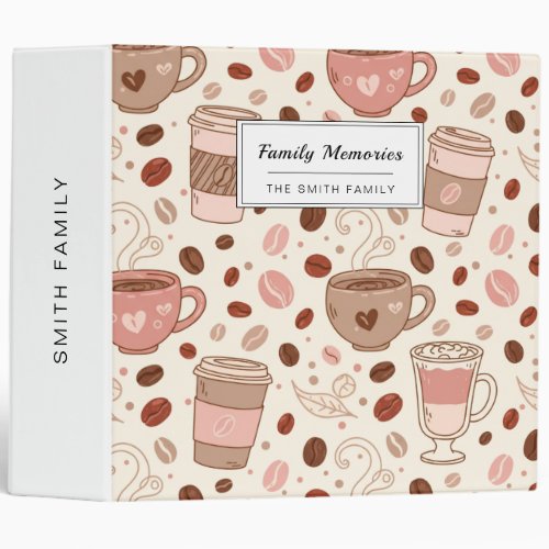 Cozy Coffee Cup Pattern (3) 3 Ring Binder