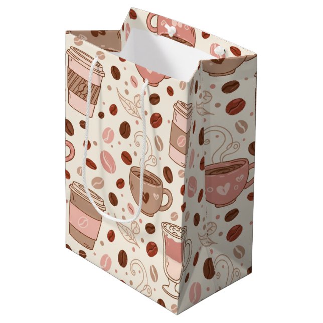 Cozy Coffee Cup Pattern (3) Medium Gift Bag (Front Angled)