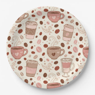 Cozy Coffee Cup Pattern (3) Paper Plates