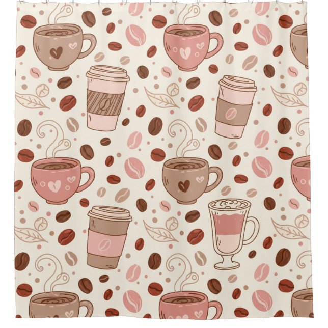 Cozy Coffee Cup Pattern (3) Shower Curtain (Front)