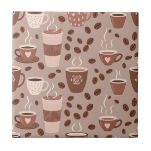 Cozy Coffee Cup Pattern (4) Ceramic Tile