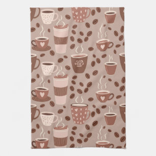 Cozy Coffee Cup Pattern (4) Kitchen Towel