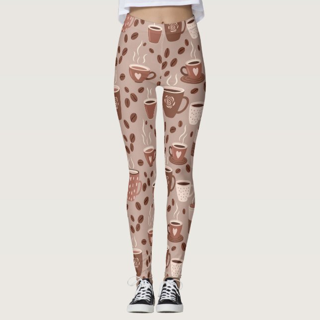 Cozy Coffee Cup Pattern (4) Leggings (Front)