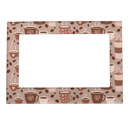 Cozy Coffee Cup Pattern (4) Magnetic Frame