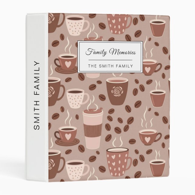 Cozy Coffee Cup Pattern (4) Mini Binder (Front/Spine)