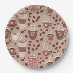 Cozy Coffee Cup Pattern (4) Paper Plates