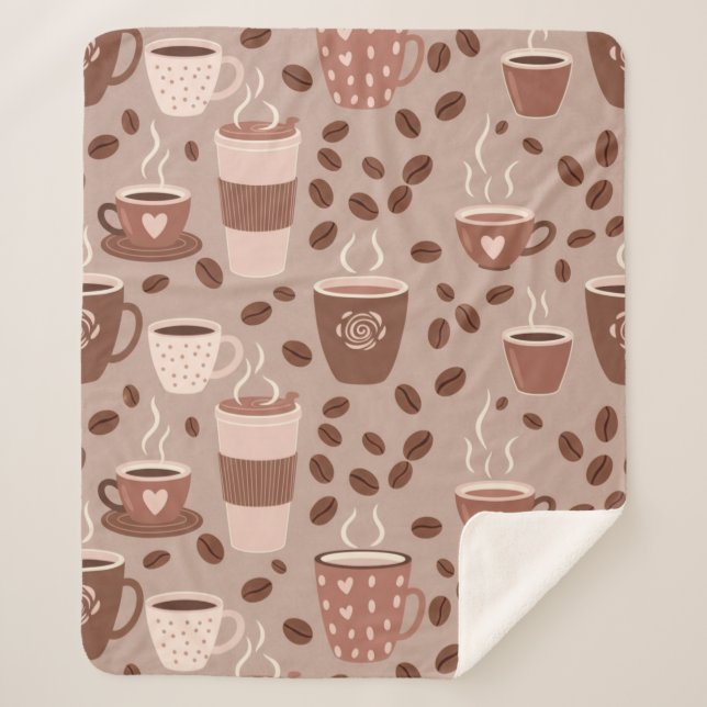 Cozy Coffee Cup Pattern (4) Sherpa Blanket (Front)