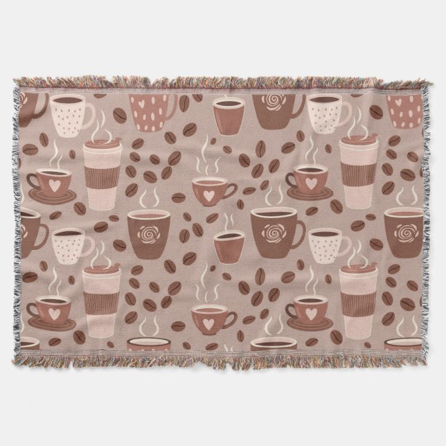 Cozy Coffee Cup Pattern (4) Throw Blanket (Front)