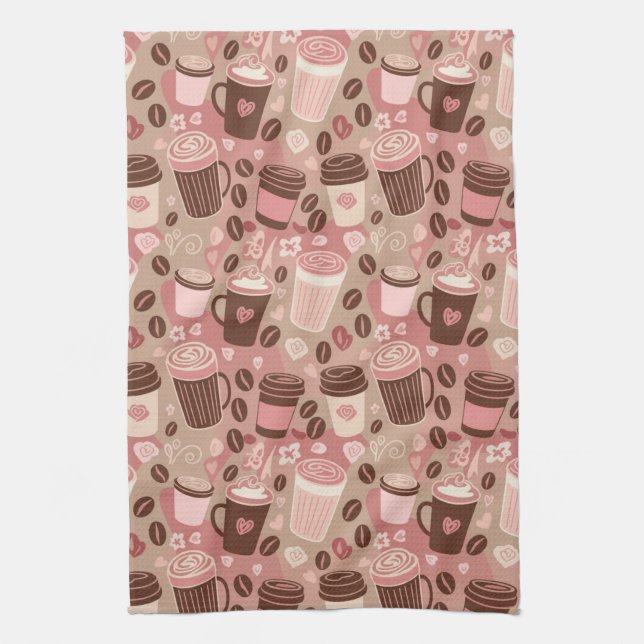 Cozy Coffee Cup Pattern (5) Kitchen Towel (Vertical)