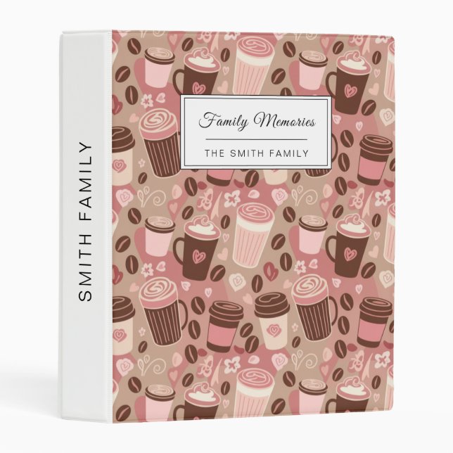 Cozy Coffee Cup Pattern (5) Mini Binder (Front/Spine)