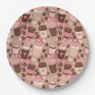 Cozy Coffee Cup Pattern (5) Paper Plates