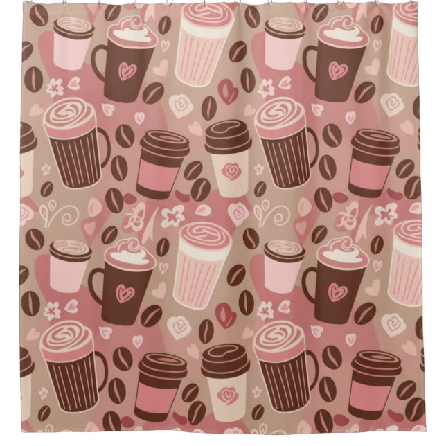 Cozy Coffee Cup Pattern (5) Shower Curtain (Front)