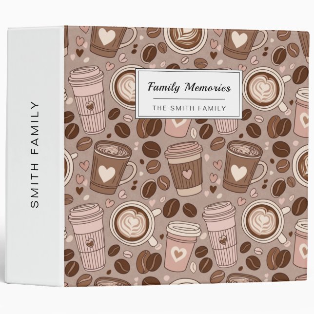 Cozy Coffee Cup Pattern (6) 3 Ring Binder (Front/Spine)