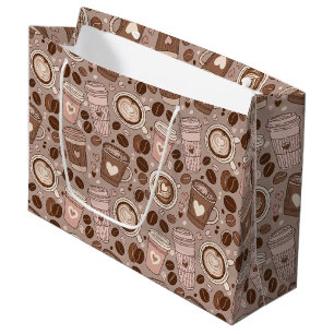 Cozy Coffee Cup Pattern (6) Large Gift Bag