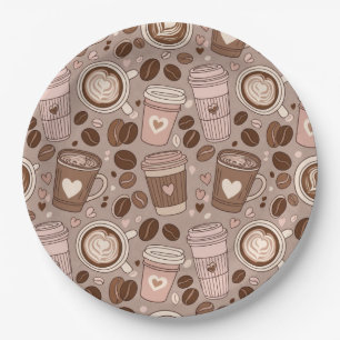 Cozy Coffee Cup Pattern (6) Paper Plates