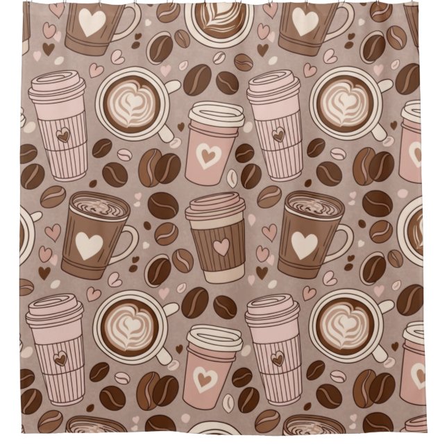 Cozy Coffee Cup Pattern (6) Shower Curtain (Front)