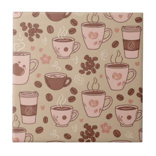 Cozy Coffee Cup Pattern (7) Ceramic Tile