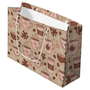 Cozy Coffee Cup Pattern (7) Large Gift Bag