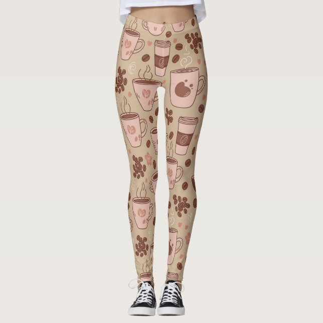 Cozy Coffee Cup Pattern (7) Leggings (Front)