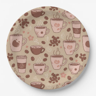 Cozy Coffee Cup Pattern (7) Paper Plates