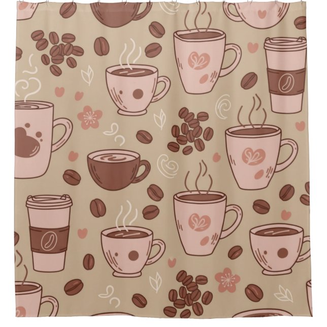 Cozy Coffee Cup Pattern (7) Shower Curtain (Front)