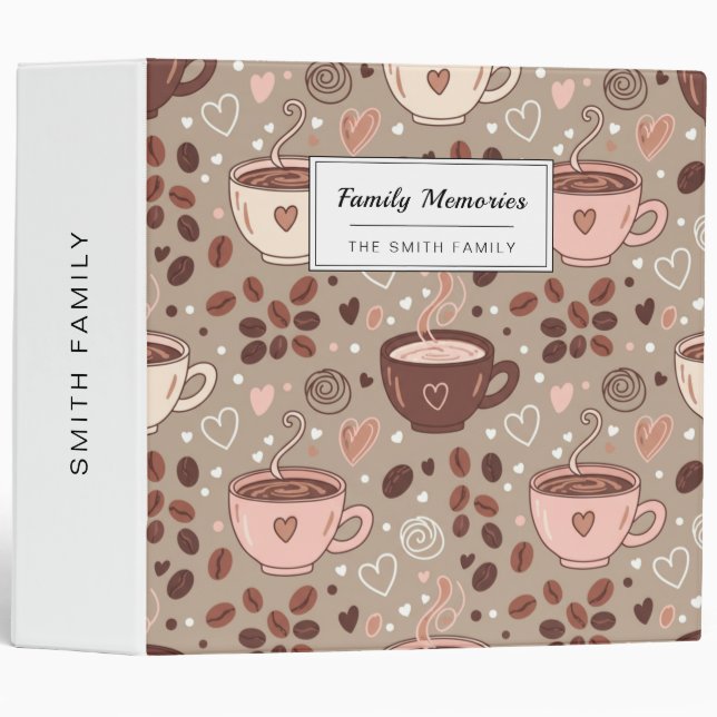 Cozy Coffee Cup Pattern (8) 3 Ring Binder (Front/Spine)