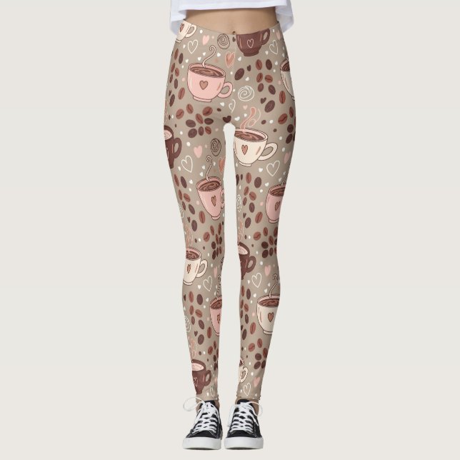 Cozy Coffee Cup Pattern (8) Leggings (Front)